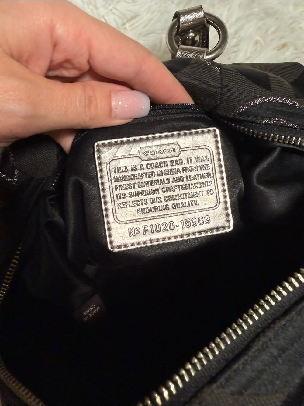 Coach Poppy Y2K Black Metallic Silver Glam Signature Canvas Tote Shoulder Bag